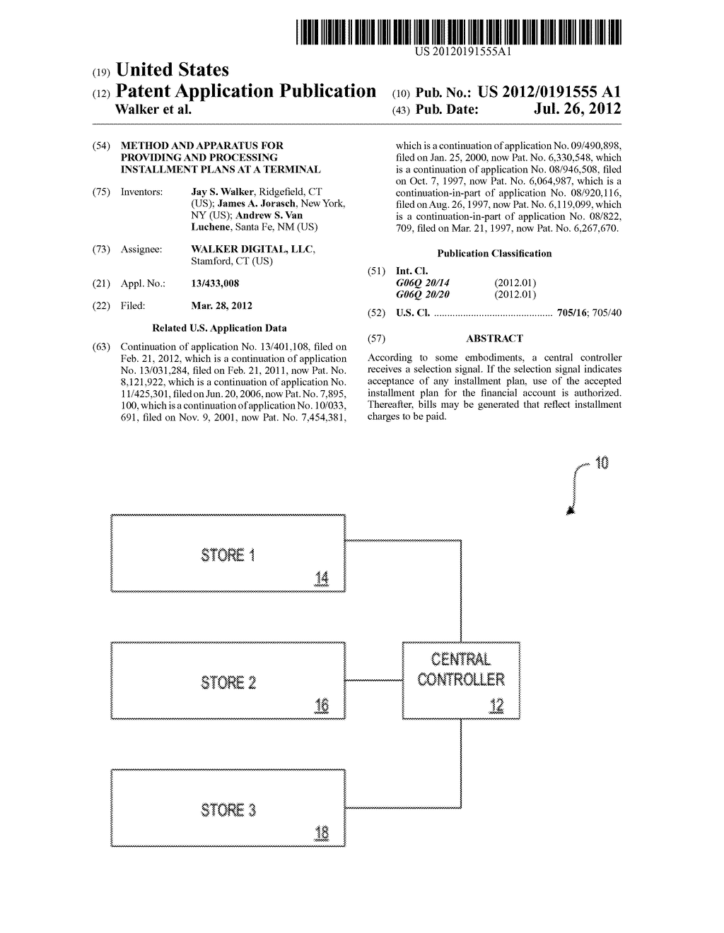 METHOD AND APPARATUS FOR PROVIDING AND PROCESSING INSTALLMENT PLANS AT A     TERMINAL - diagram, schematic, and image 01