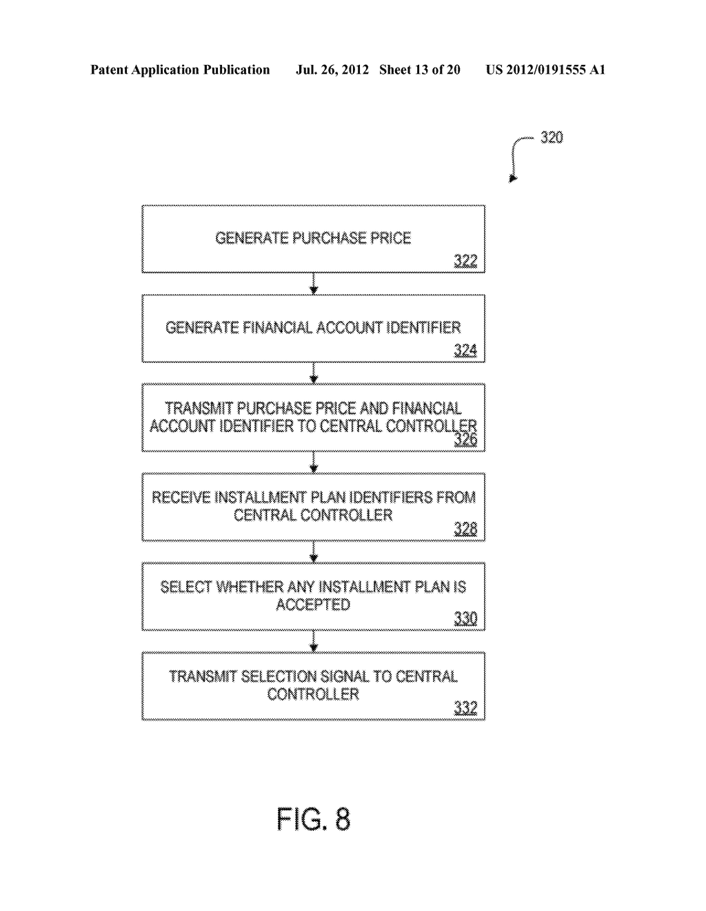 METHOD AND APPARATUS FOR PROVIDING AND PROCESSING INSTALLMENT PLANS AT A     TERMINAL - diagram, schematic, and image 14
