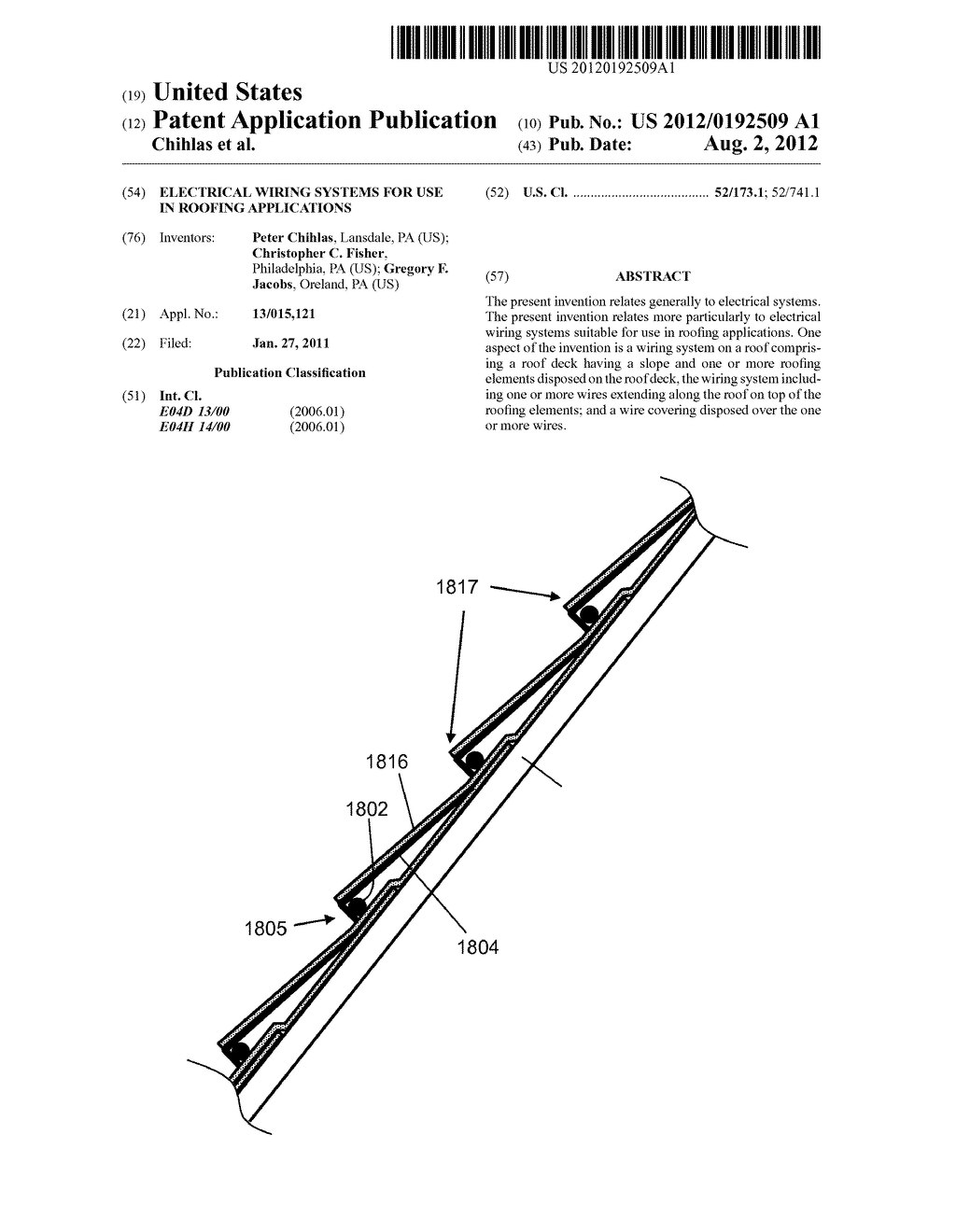 Electrical Wiring Systems For Use In Roofing Applications - diagram, schematic, and image 01