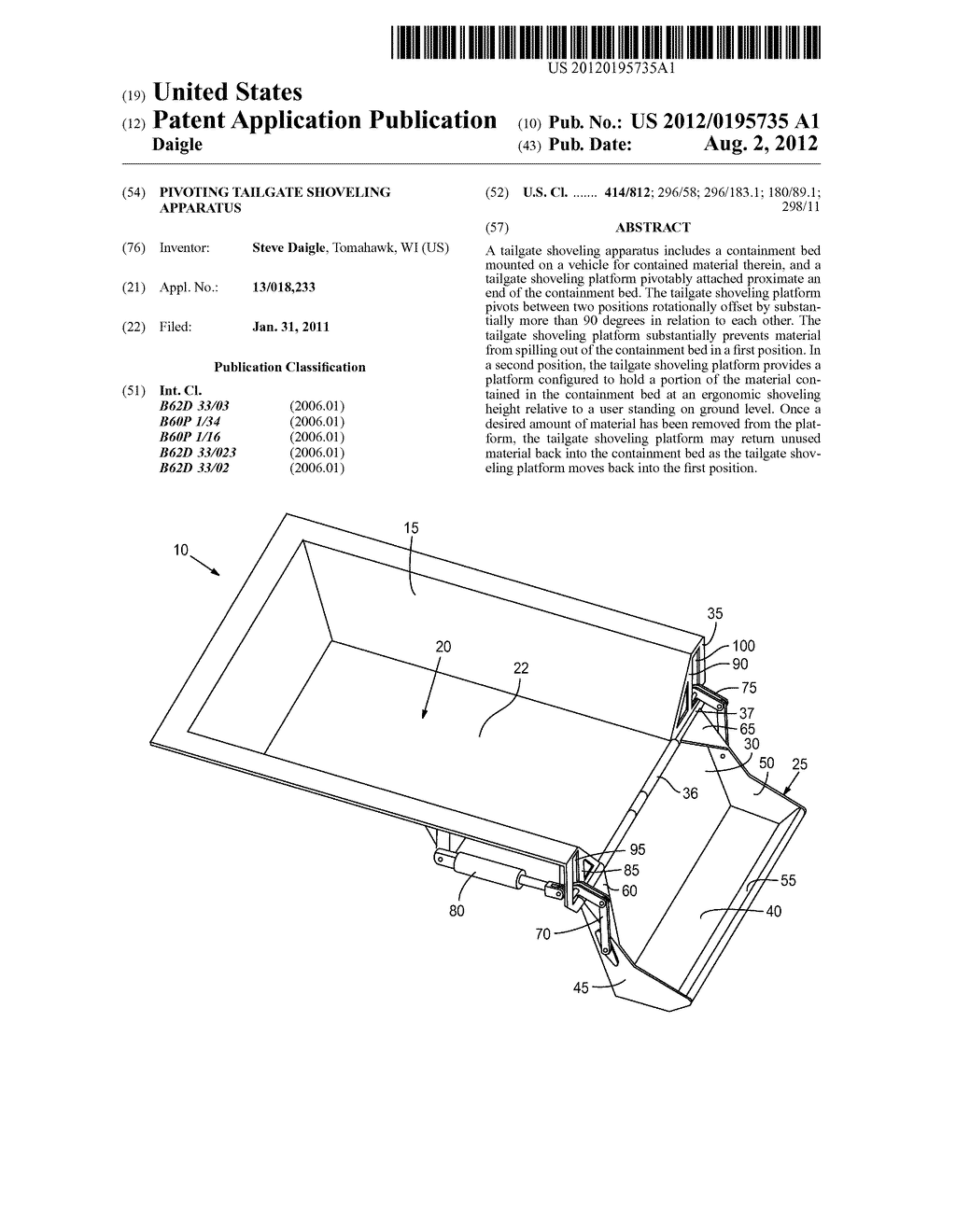 PIVOTING TAILGATE SHOVELING APPARATUS - diagram, schematic, and image 01