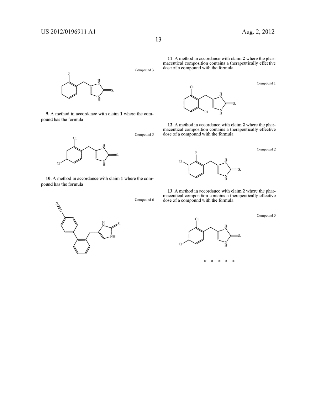 UNSUBSTITUTED AND SUBSTITUTED 4-BENZYL-1,3-DIHYDRO-IMIDAZOLE-2-THIONES     ACTING AS SPECIFIC OR SELECTIVE ALPHA2 ADRENERGIC AGONISTS AND METHODS     FOR USING THE SAME - diagram, schematic, and image 14
