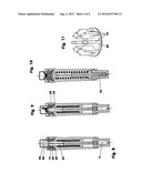 DISPOSABLE INJECTOR COMPRISING AT LEAST ONE DRAW HOOK AND A SLIDING     WEDGE-TYPE GEAR FOR UNLOCKING A LOCKING ELEMENT diagram and image
