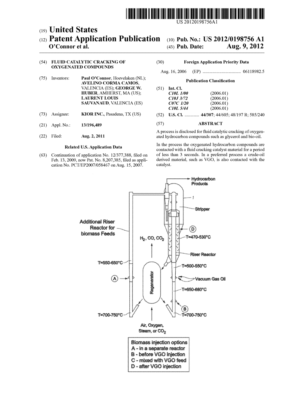 FLUID CATALYTIC CRACKING OF OXYGENATED COMPOUNDS - diagram, schematic, and image 01