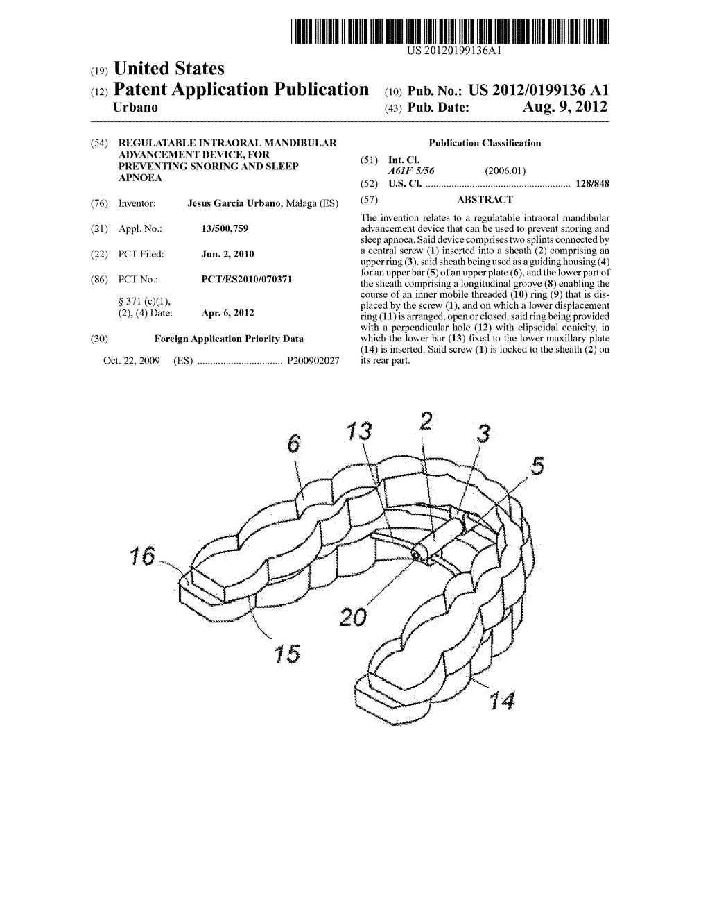 Regulatable Intraoral Mandibular Advancement Device, for Preventing     Snoring and Sleep Apnoea - diagram, schematic, and image 01