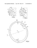 TURBINE WHEEL FITTED WITH AN AXIAL RETAINING RING THAT LOCKS THE BLADES     RELATIVE TO A DISK diagram and image