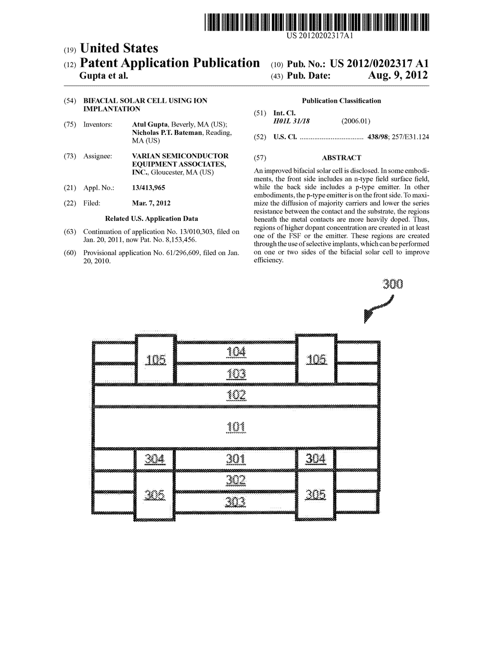 BIFACIAL SOLAR CELL USING ION IMPLANTATION - diagram, schematic, and image 01