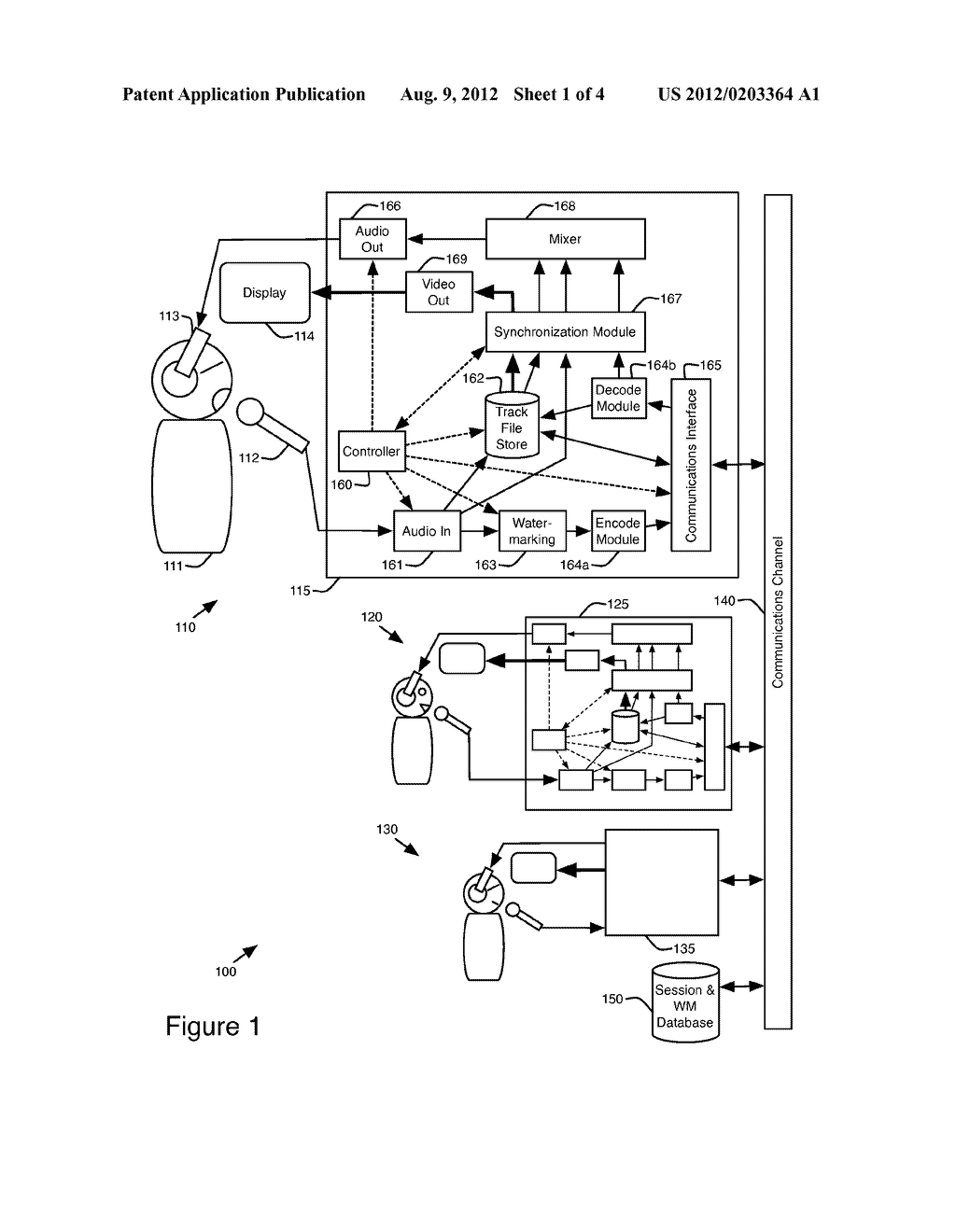 METHOD AND APPARATUS FOR SECURE REMOTE REAL TIME COLLABORATIVE ACOUSTIC     PERFORMANCE RECORDINGS - diagram, schematic, and image 02