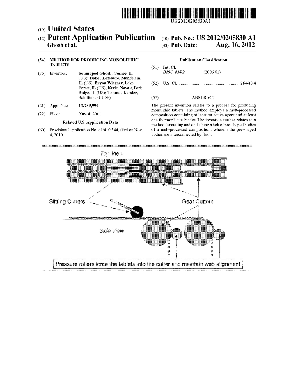 METHOD FOR PRODUCING MONOLITHIC TABLETS - diagram, schematic, and image 01