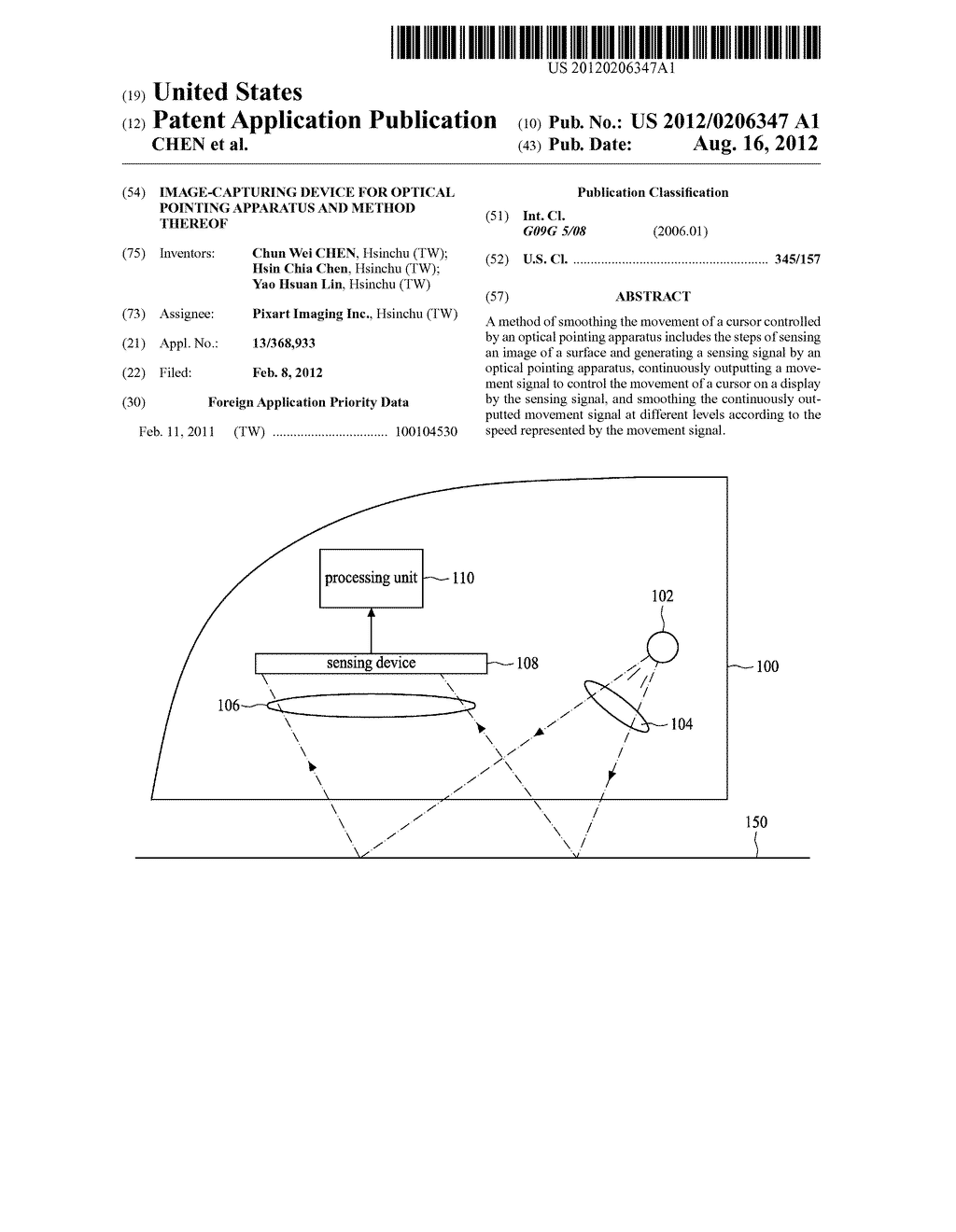 IMAGE-CAPTURING DEVICE FOR OPTICAL POINTING APPARATUS AND METHOD THEREOF - diagram, schematic, and image 01