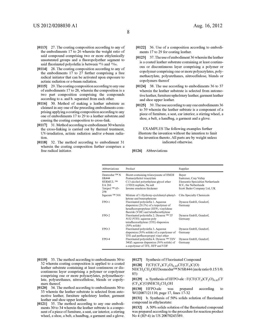 SOIL AND STAIN RESISTANT COATING COMPOSITION FOR FINISHED LEATHER     SUBSTRATES - diagram, schematic, and image 09