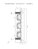 INTEGRATED CIRCUIT DEVICE WITH SERIES-CONNECTED FIELD EFFECT TRANSISTORS     AND INTEGRATED VOLTAGE EQUALIZATION AND METHOD OF FORMING THE DEVICE diagram and image