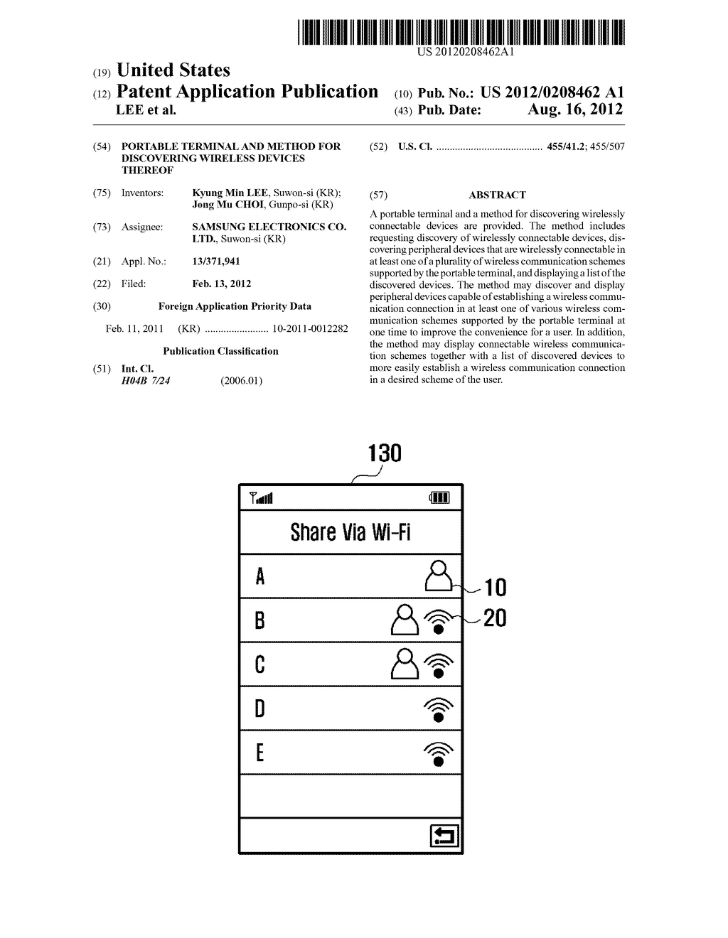 PORTABLE TERMINAL AND METHOD FOR DISCOVERING WIRELESS DEVICES THEREOF - diagram, schematic, and image 01