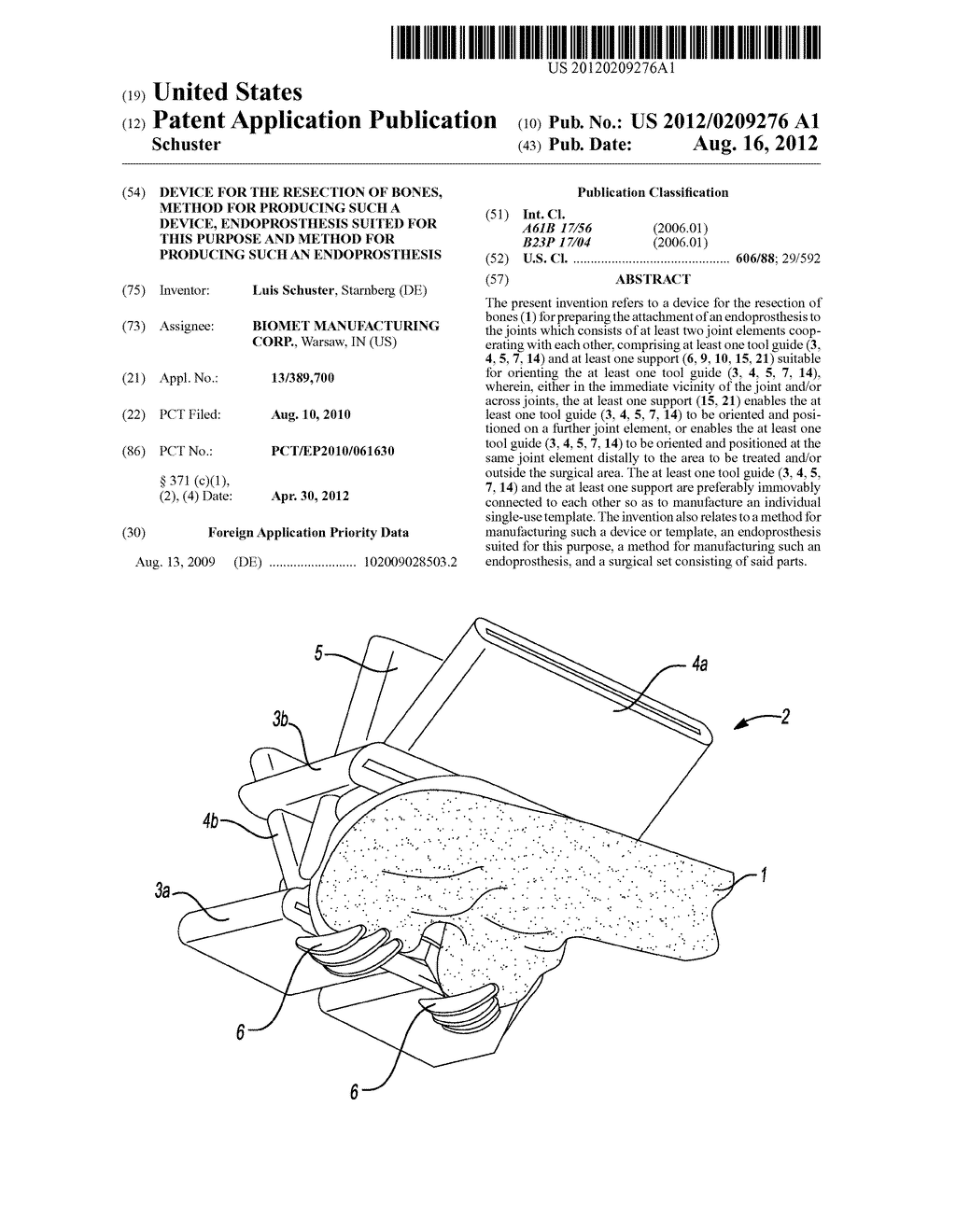 DEVICE FOR THE RESECTION OF BONES, METHOD FOR PRODUCING SUCH A DEVICE,     ENDOPROSTHESIS SUITED FOR THIS PURPOSE AND METHOD FOR PRODUCING SUCH AN     ENDOPROSTHESIS - diagram, schematic, and image 01