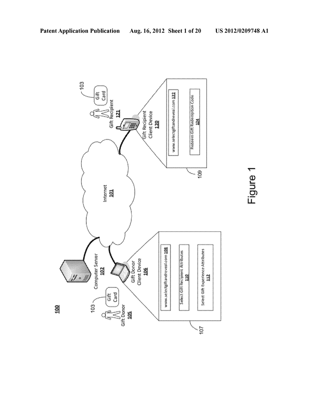 DEVICES, SYSTEMS, AND METHODS FOR PROVIDING GIFT SELECTION AND GIFT     REDEMPTION SERVICES IN AN E-COMMERCE ENVIRONMENT OVER A COMMUNICATION     NETWORK - diagram, schematic, and image 02