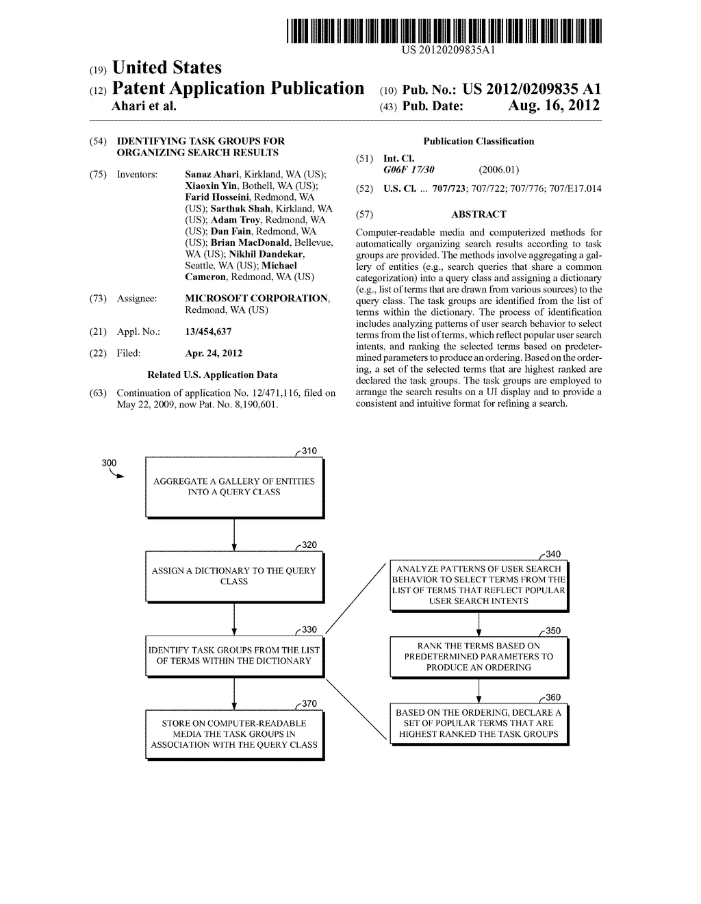 Identifying Task Groups for Organizing Search Results - diagram, schematic, and image 01