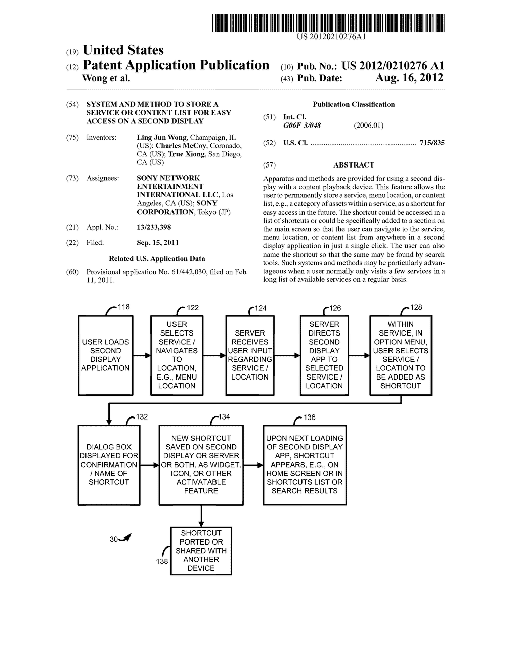 SYSTEM AND METHOD TO STORE A SERVICE OR CONTENT LIST FOR EASY ACCESS ON A     SECOND DISPLAY - diagram, schematic, and image 01