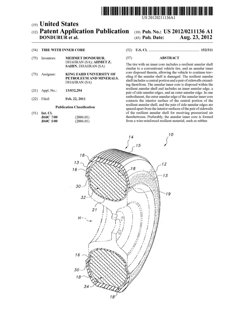 TIRE WITH INNER CORE - diagram, schematic, and image 01