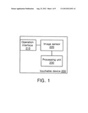 METHOD FOR DETECTING OBJECT ON AN OPERATION INTERFACE OF A TOUCHABLE     DEVICE AND TOUCHABLE DEVICE USING THE SAME diagram and image