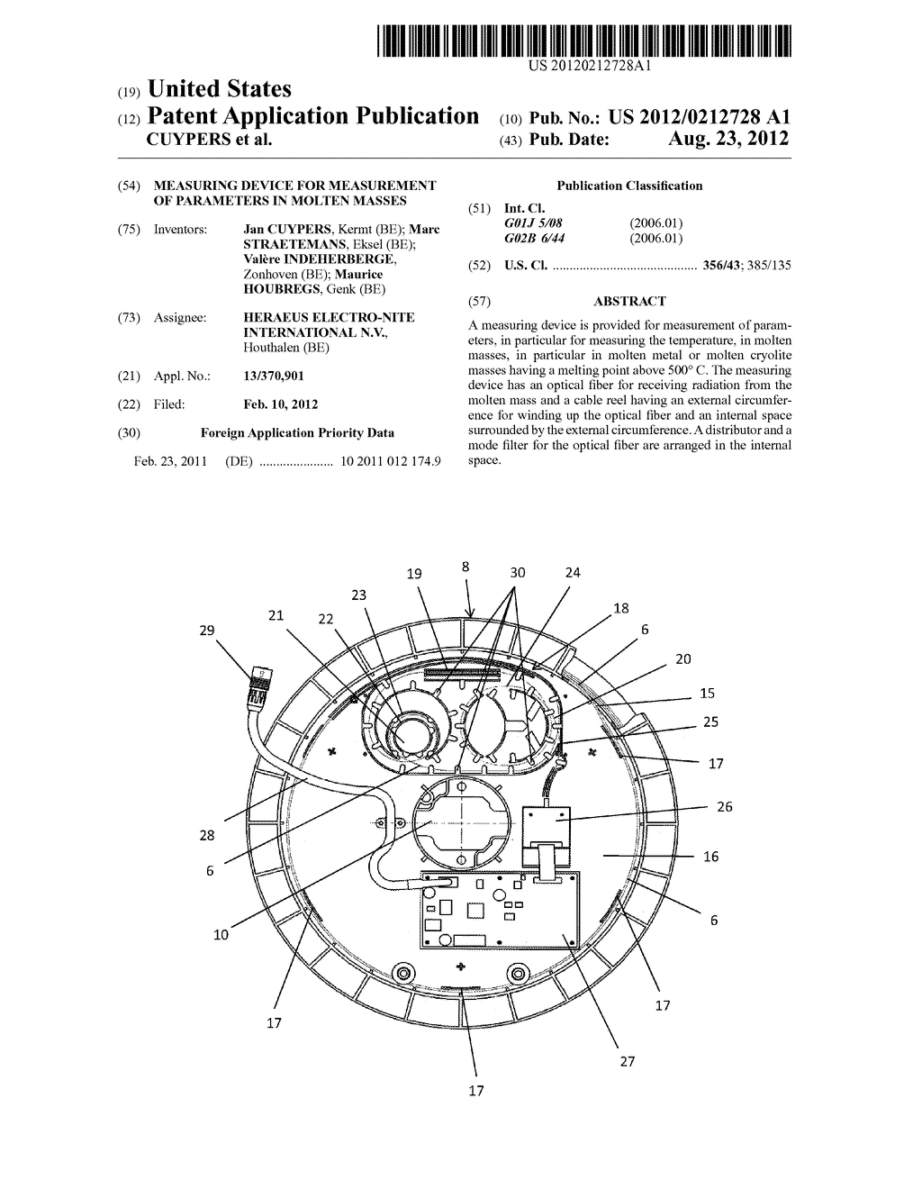 MEASURING DEVICE FOR MEASUREMENT OF PARAMETERS IN MOLTEN MASSES - diagram, schematic, and image 01