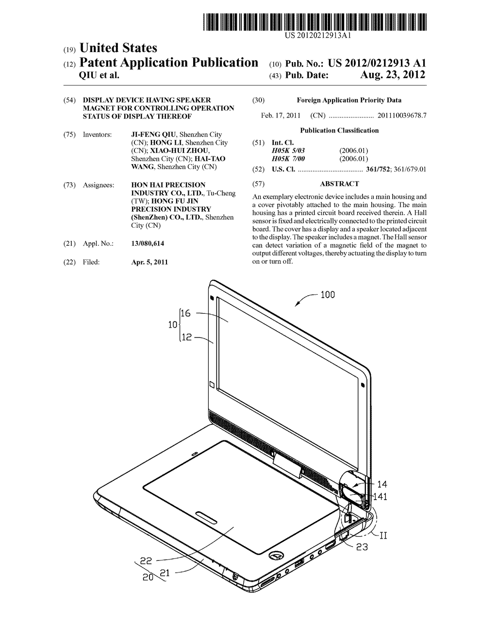 DISPLAY DEVICE HAVING SPEAKER MAGNET FOR CONTROLLING OPERATION STATUS OF     DISPLAY THEREOF - diagram, schematic, and image 01