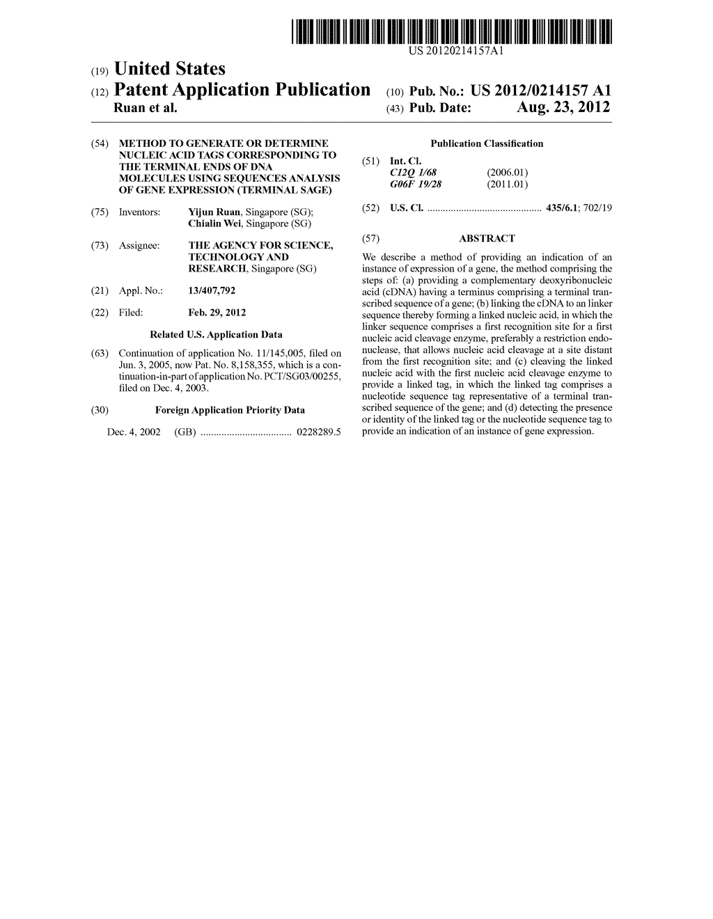 METHOD TO GENERATE OR DETERMINE NUCLEIC ACID TAGS CORRESPONDING TO THE     TERMINAL ENDS OF DNA MOLECULES USING SEQUENCES ANALYSIS OF GENE     EXPRESSION (TERMINAL SAGE) - diagram, schematic, and image 01