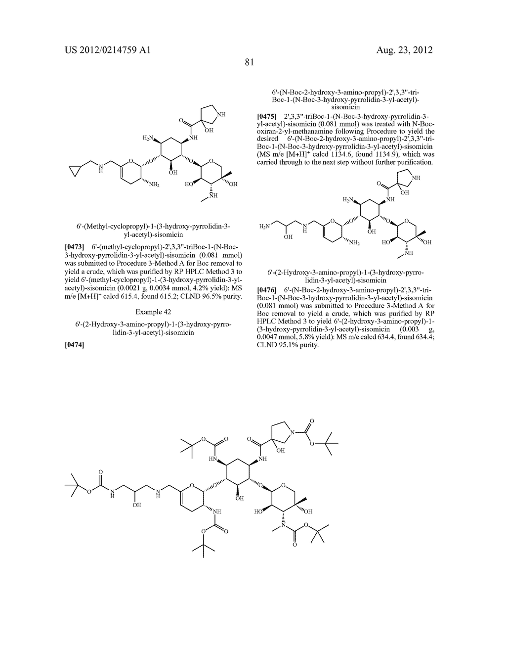 TREATMENT OF KLEBSIELLA PNEUMONIAE INFECTIONS WITH ANTIBACTERIAL     AMINOGLYCOSIDE COMPOUNDS - diagram, schematic, and image 84