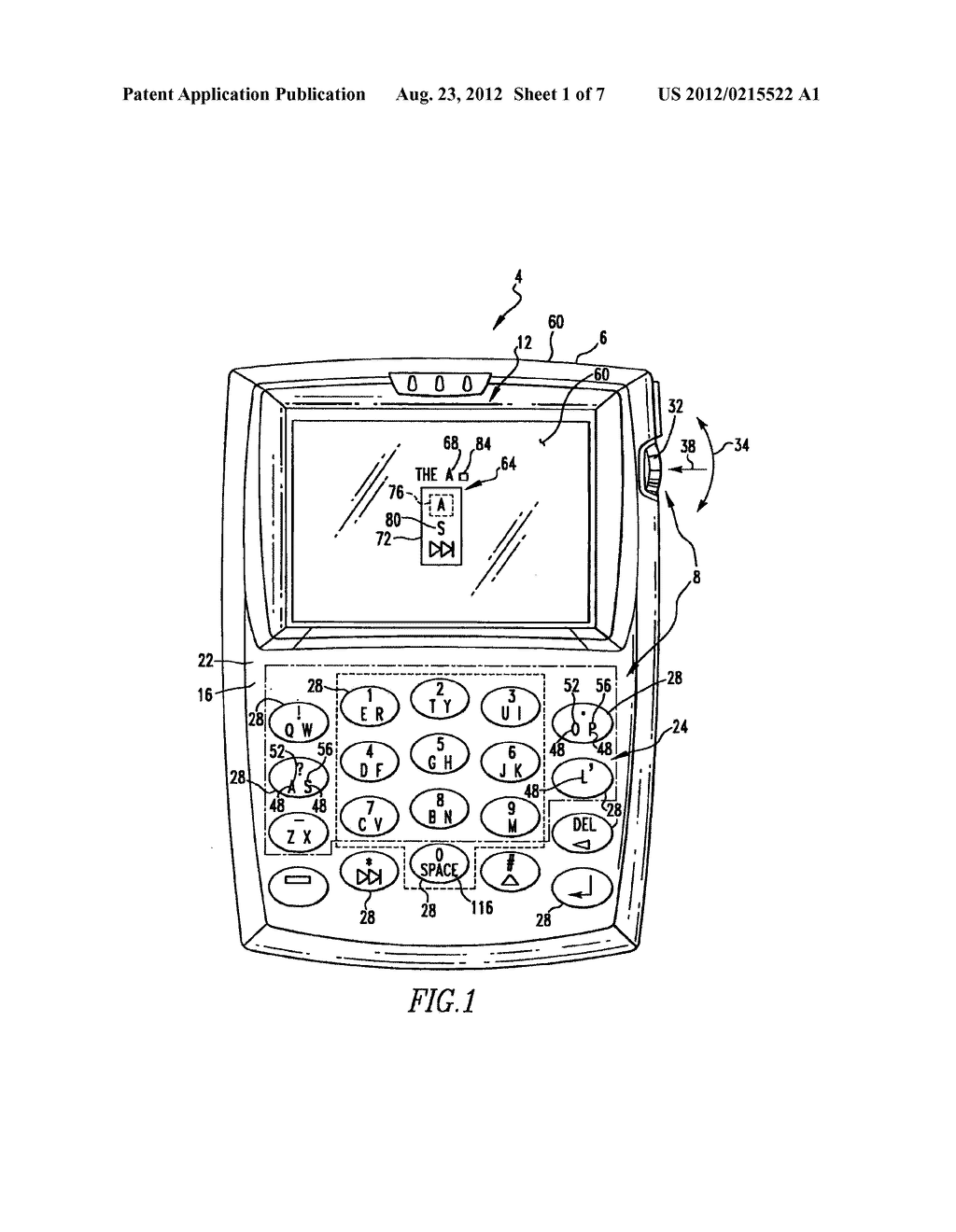 HANDHELD ELECTRONIC DEVICE PROVIDING A LEARNING FUNCTION TO FACILITATE     CORRECTION OF ERRONEOUS TEXT ENTRY, AND ASSOCIATED METHOD - diagram, schematic, and image 02