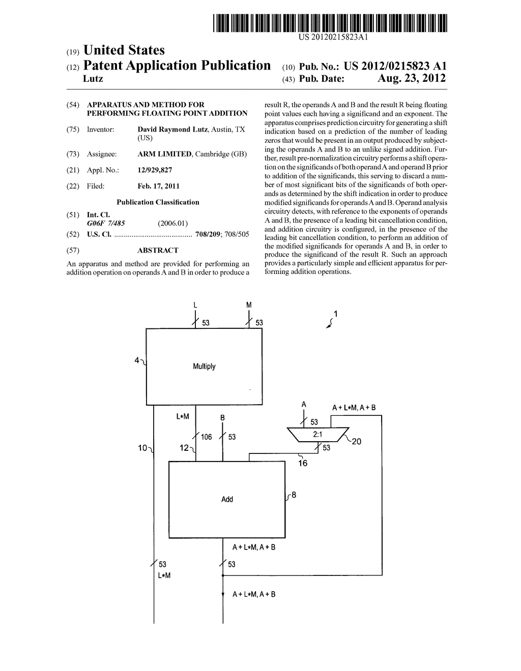 Apparatus and method for performing floating point addition - diagram, schematic, and image 01