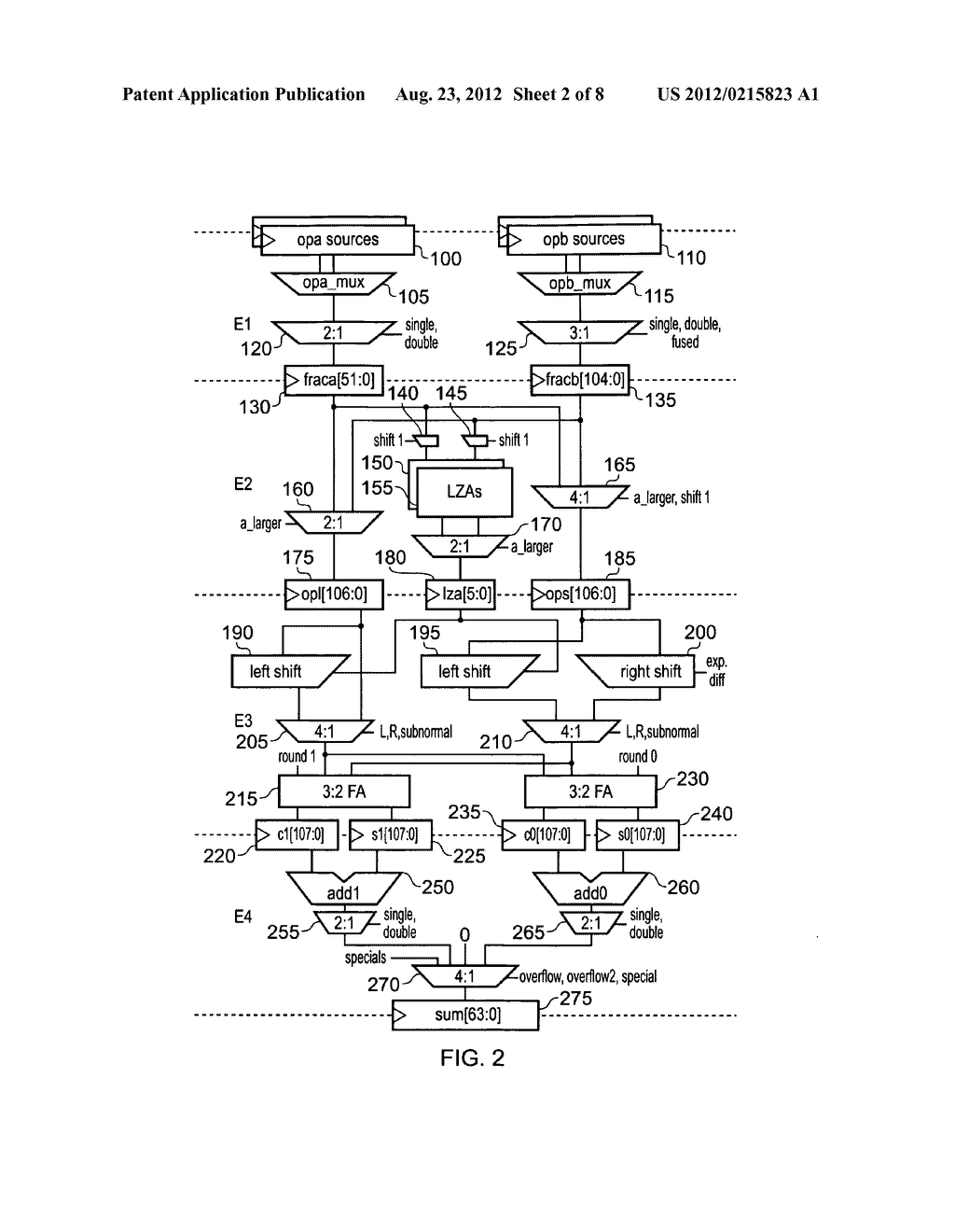 Apparatus and method for performing floating point addition - diagram, schematic, and image 03