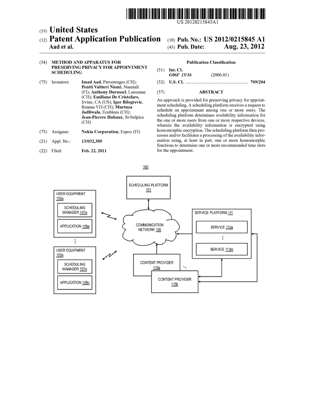 METHOD AND APPARATUS FOR PRESERVING PRIVACY FOR APPOINTMENT SCHEDULING - diagram, schematic, and image 01