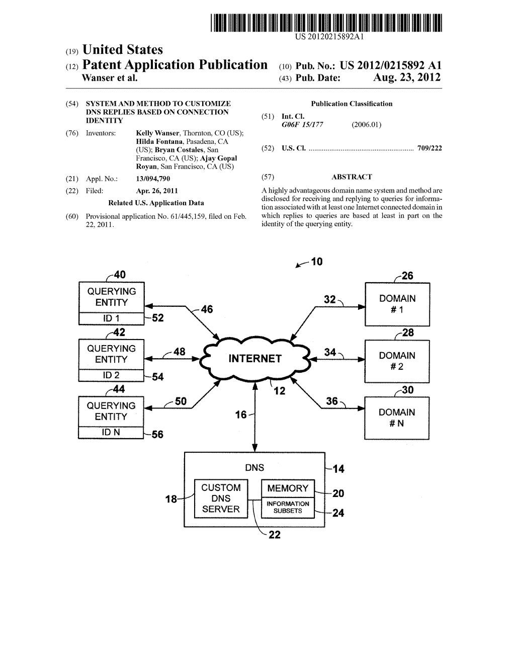 SYSTEM AND METHOD TO CUSTOMIZE DNS REPLIES BASED ON CONNECTION IDENTITY - diagram, schematic, and image 01