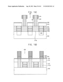 INTEGRATED CIRCUIT DEVICES INCLUDING AIR SPACERS SEPARATING CONDUCTIVE     STRUCTURES AND CONTACT PLUGS AND METHODS OF FABRICATING THE SAME diagram and image