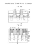 INTEGRATED CIRCUIT DEVICES INCLUDING AIR SPACERS SEPARATING CONDUCTIVE     STRUCTURES AND CONTACT PLUGS AND METHODS OF FABRICATING THE SAME diagram and image