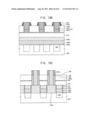 INTEGRATED CIRCUIT DEVICES INCLUDING AIR SPACERS SEPARATING CONDUCTIVE     STRUCTURES AND CONTACT PLUGS AND METHODS OF FABRICATING THE SAME diagram and image