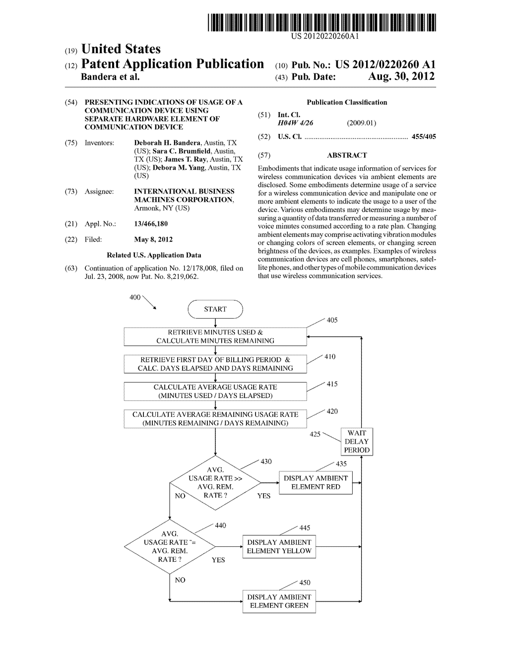 Presenting Indications of Usage of a Communication Device Using Separate     Hardware Element of Communication Device - diagram, schematic, and image 01