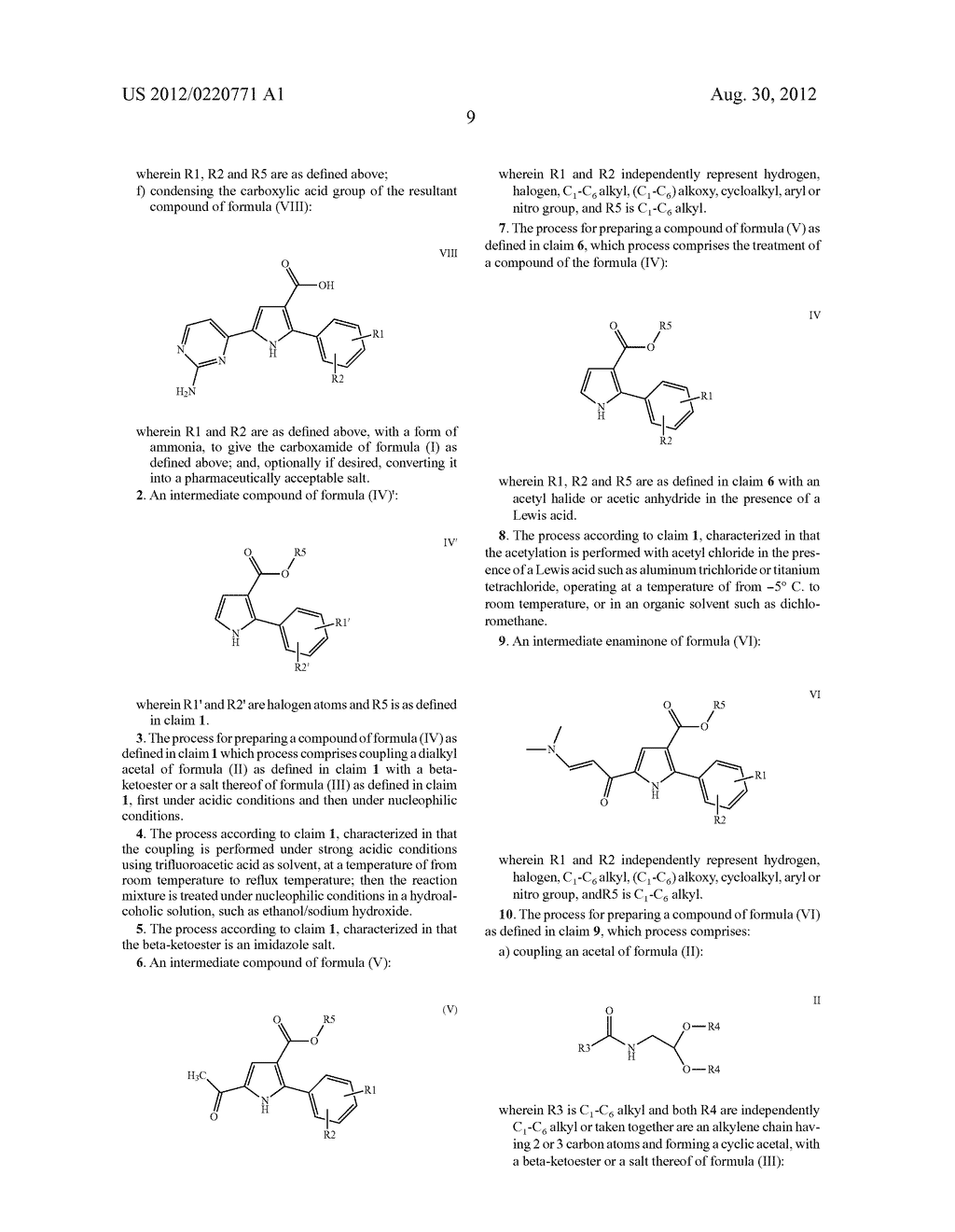 PROCESS FOR THE PREPARATION OF     5-(2-AMINO-PYRIMIDIN-4-YL)-2-ARYL-1H-PYRROLE-3-CARBOXAMIDES - diagram, schematic, and image 10