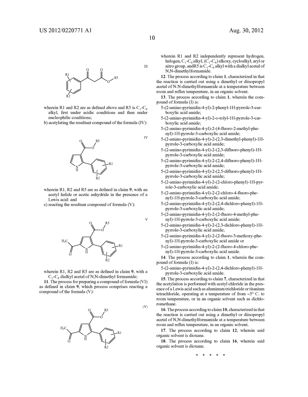 PROCESS FOR THE PREPARATION OF     5-(2-AMINO-PYRIMIDIN-4-YL)-2-ARYL-1H-PYRROLE-3-CARBOXAMIDES - diagram, schematic, and image 11