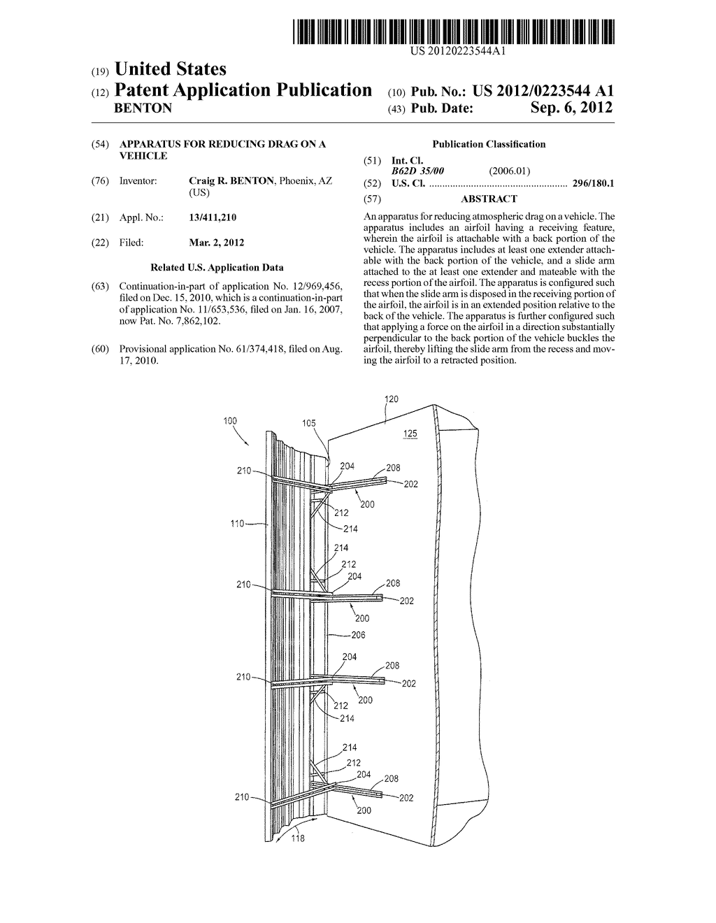 APPARATUS FOR REDUCING DRAG ON A VEHICLE - diagram, schematic, and image 01