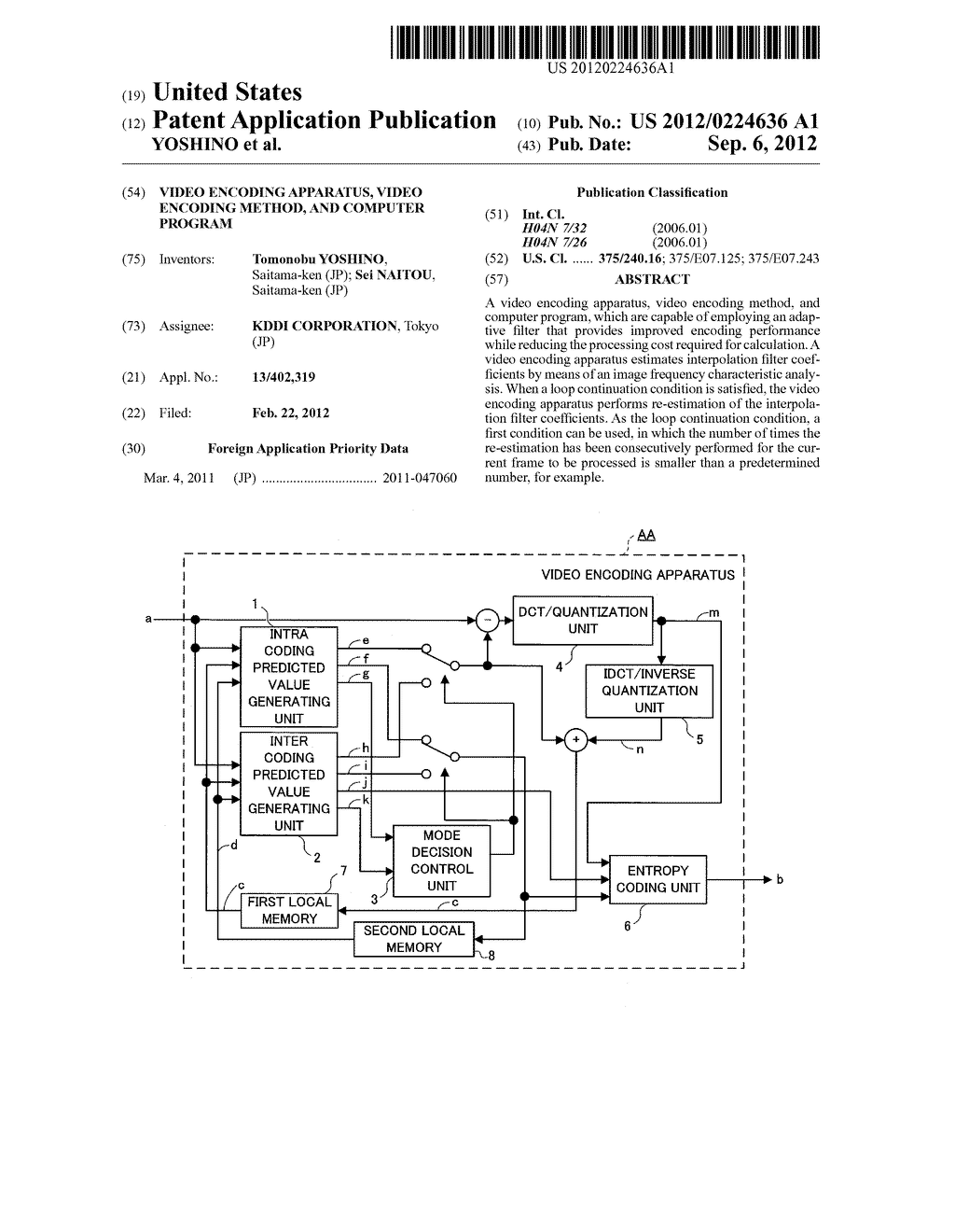 VIDEO ENCODING APPARATUS, VIDEO ENCODING METHOD, AND COMPUTER PROGRAM - diagram, schematic, and image 01