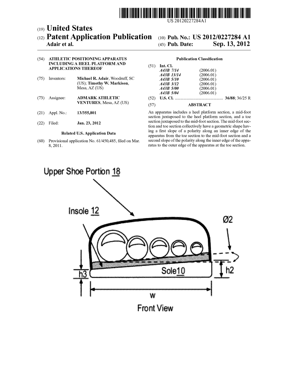 ATHLETIC POSITIONING APPARATUS INCLUDING A HEEL PLATFORM AND APPLICATIONS     THEREOF - diagram, schematic, and image 01