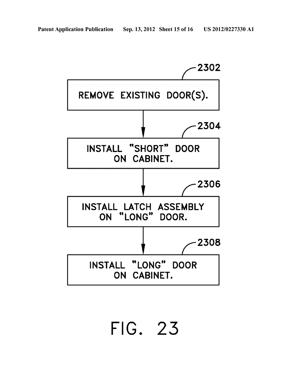 DOOR ASSEMBLY AND METHOD OF REPLACING A DOOR OF AN ELECTRONICS CABINET - diagram, schematic, and image 16