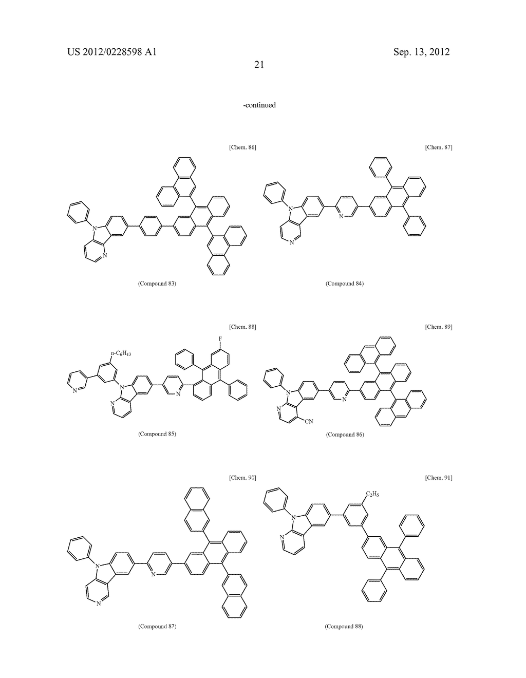 COMPOUND HAVING A SUBSTITUTED ANTHRACENE RING STRUCTURE AND PYRIDOINDOLE     RING STRUCTURE, AND ORGANIC ELECTROLUMINESCENT DEVICE - diagram, schematic, and image 26
