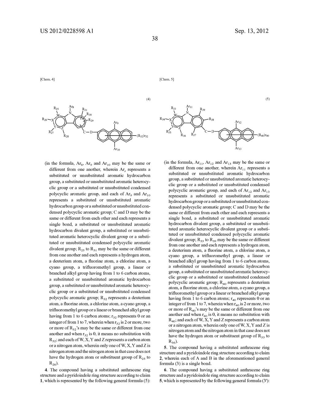 COMPOUND HAVING A SUBSTITUTED ANTHRACENE RING STRUCTURE AND PYRIDOINDOLE     RING STRUCTURE, AND ORGANIC ELECTROLUMINESCENT DEVICE - diagram, schematic, and image 43