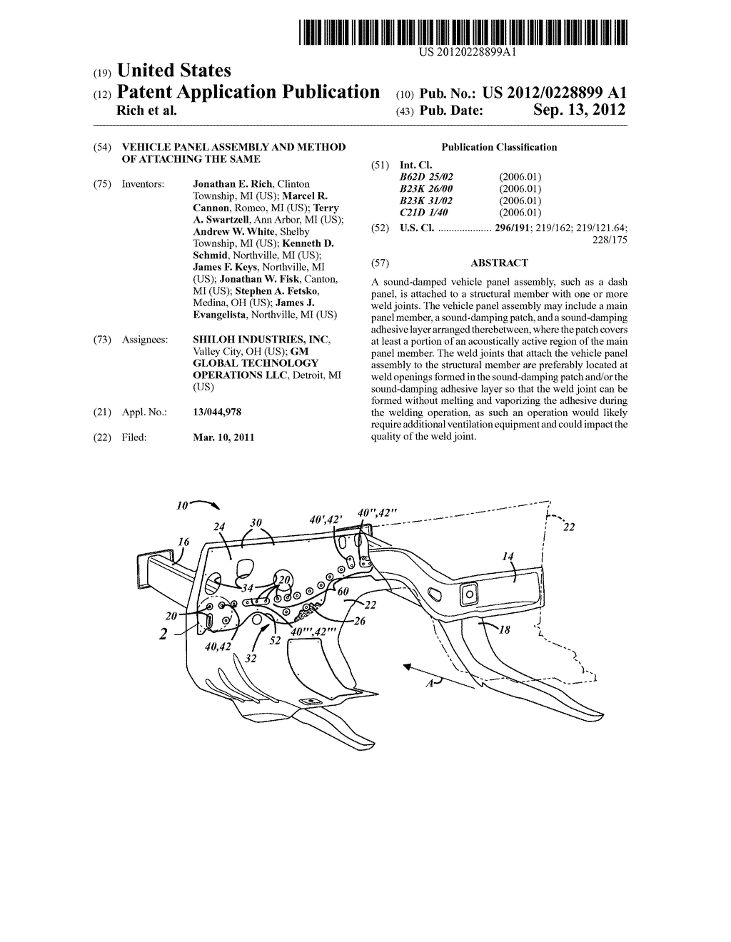 VEHICLE PANEL ASSEMBLY AND METHOD OF ATTACHING THE SAME - diagram, schematic, and image 01