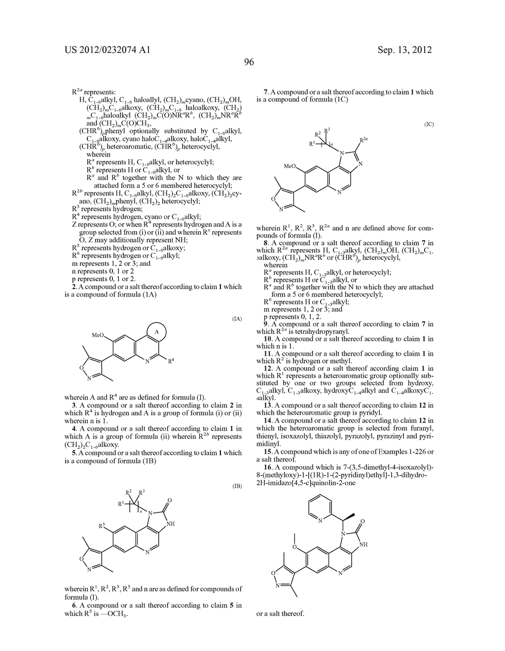 Imidazo [4, 5-C] Quinoline Derivatives As Bromodomain Inhibitors - diagram, schematic, and image 97