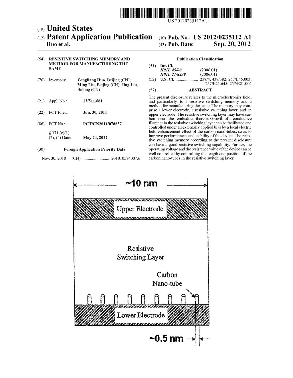 RESISTIVE SWITCHING MEMORY AND METHOD FOR MANUFACTURING THE SAME - diagram, schematic, and image 01