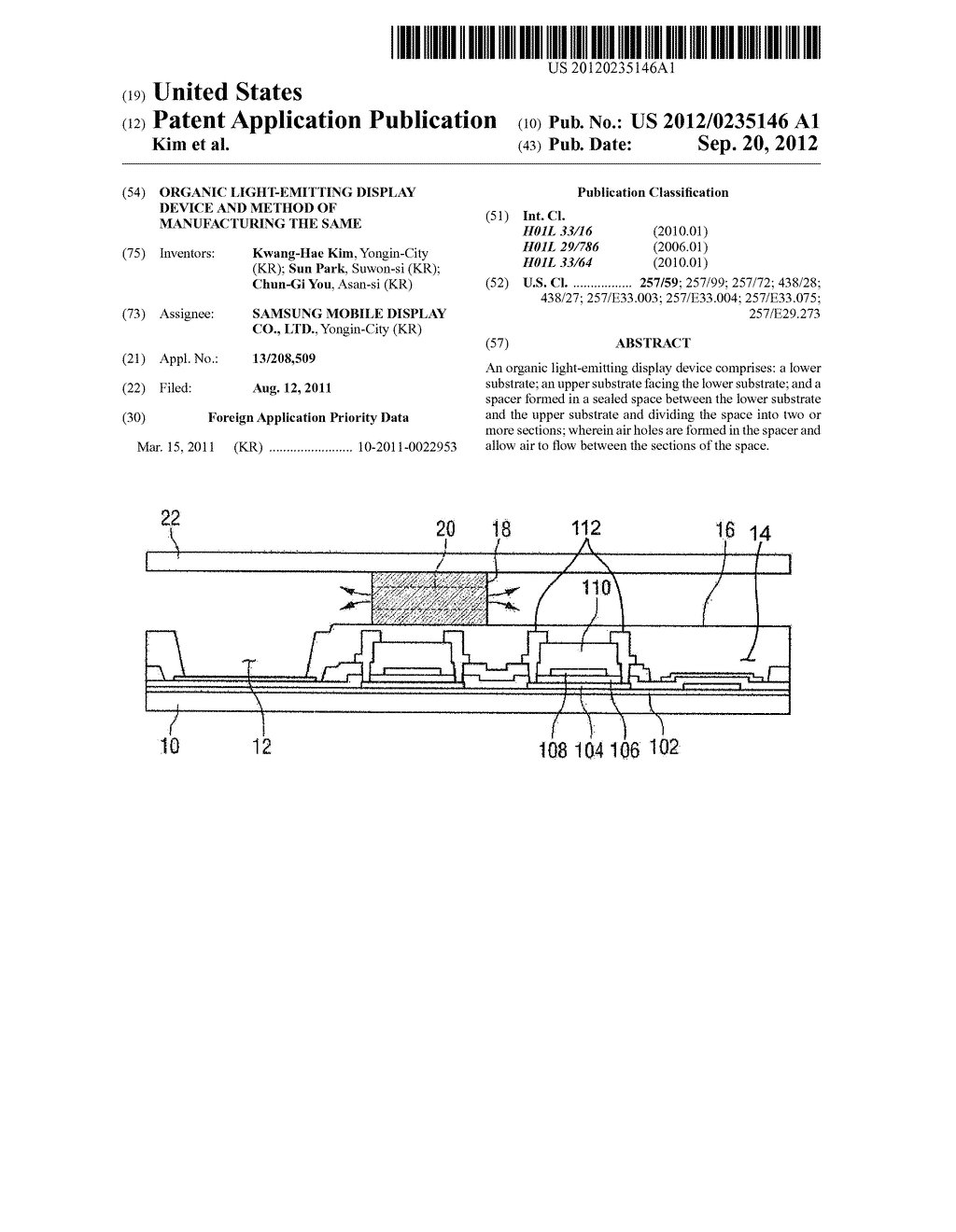Organic Light-Emitting Display Device and Method of Manufacturing the Same - diagram, schematic, and image 01