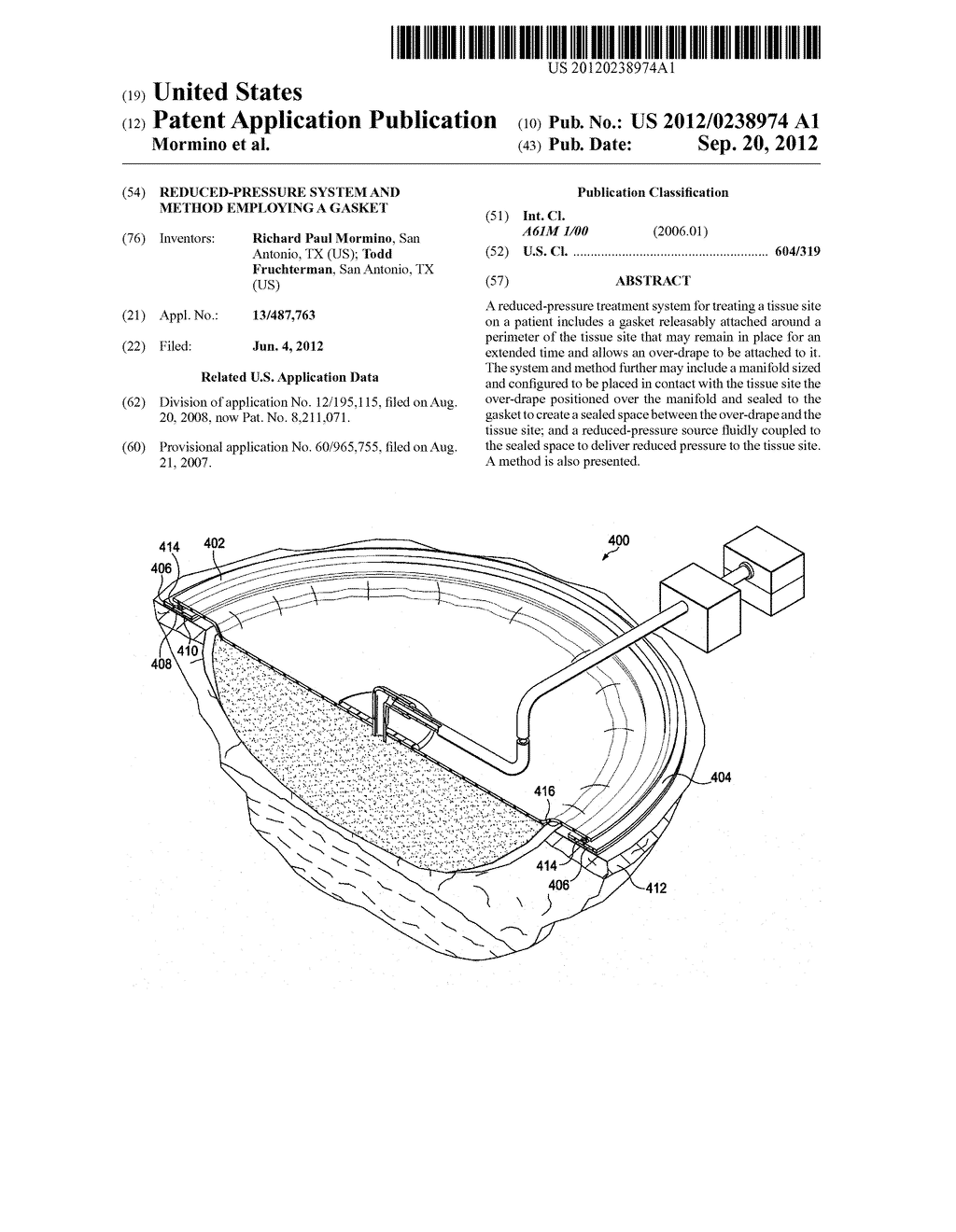 REDUCED-PRESSURE SYSTEM AND METHOD EMPLOYING A GASKET - diagram, schematic, and image 01