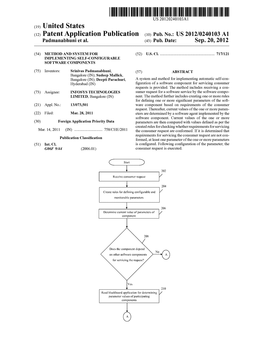 METHOD AND SYSTEM FOR IMPLEMENTING SELF-CONFIGURABLE SOFTWARE COMPONENTS - diagram, schematic, and image 01