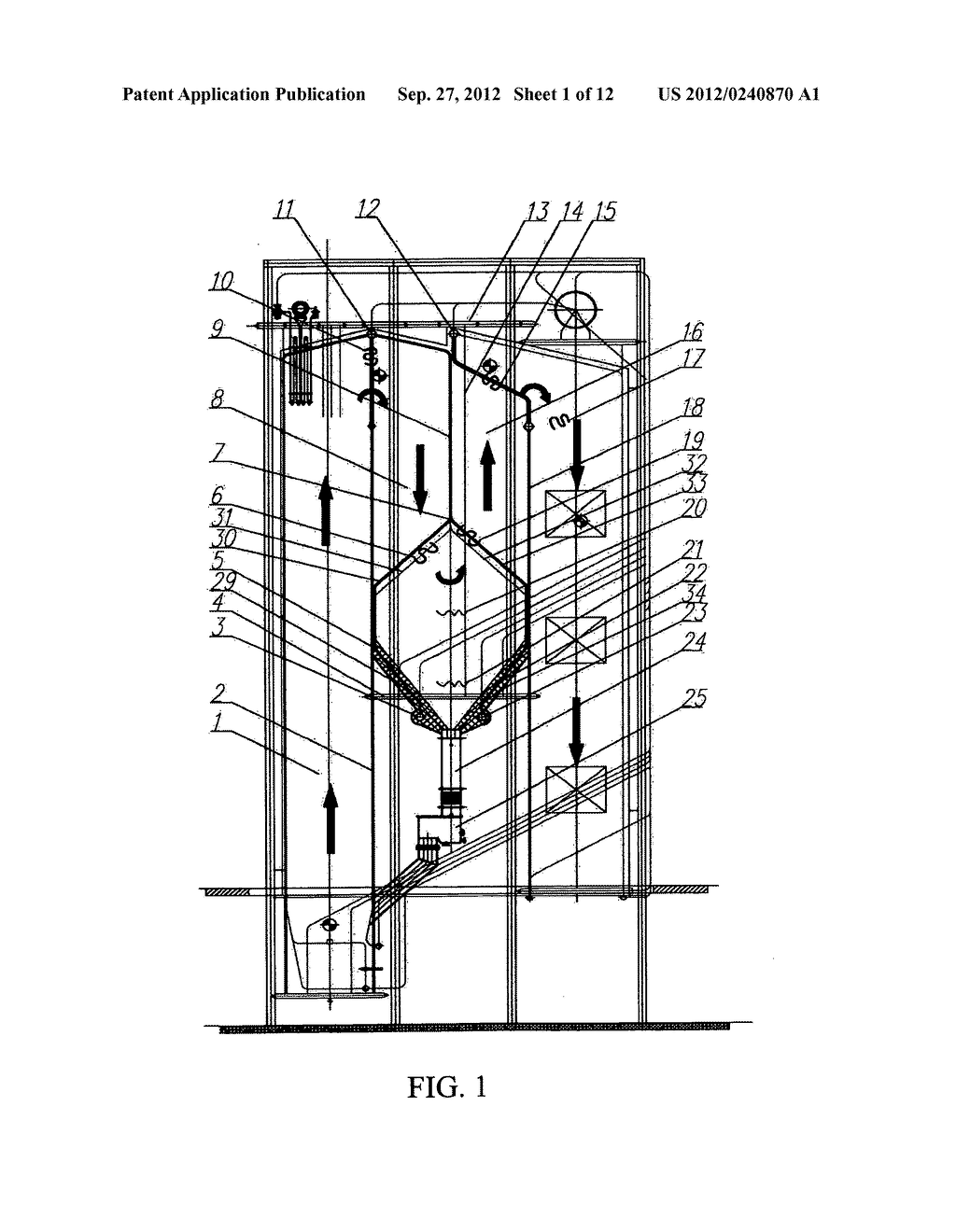 CIRCULATING FLUIDIZED BED BOILER WITH GAS-SOLID SEPARATOR - diagram, schematic, and image 02